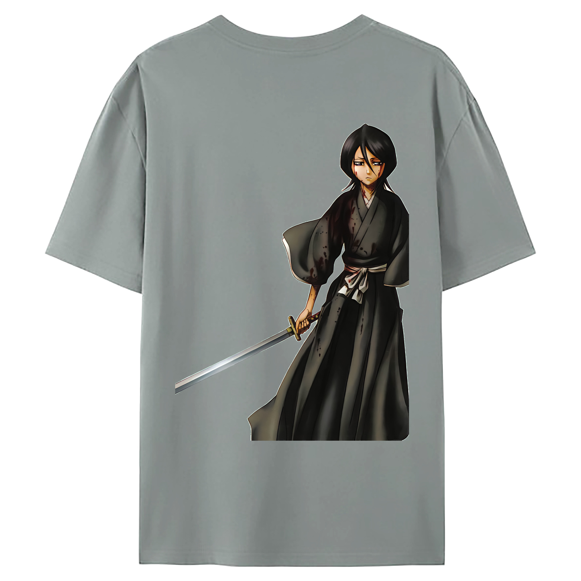 （画像用） ブリーチ 朽木ルキア BLEACH Kuchiki Rukia 綿100％ メンズ半袖Tシャツ（バックプリント） 通気性